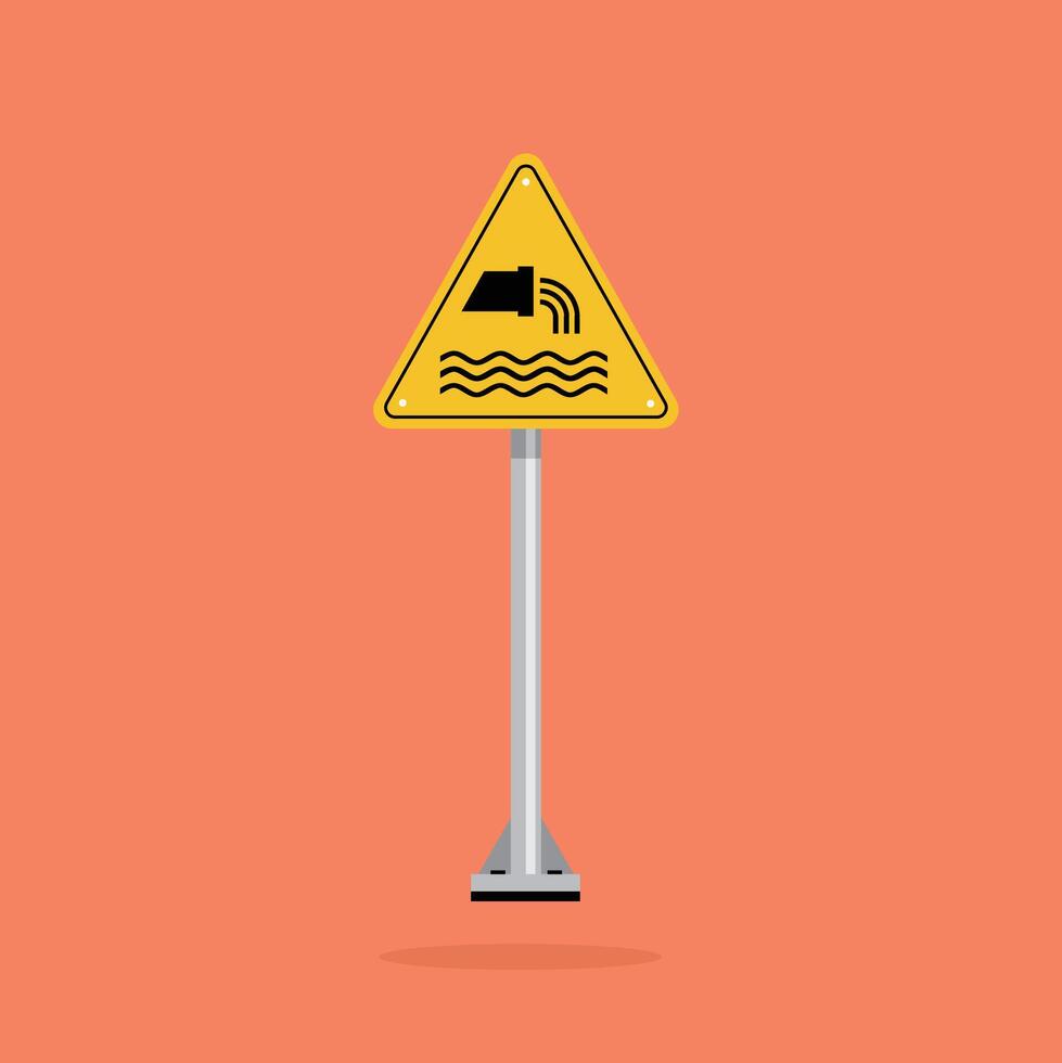 sewage effluent outfall sign symbol, sign inside yellow triangle board. suitable for poster and web icon use vector