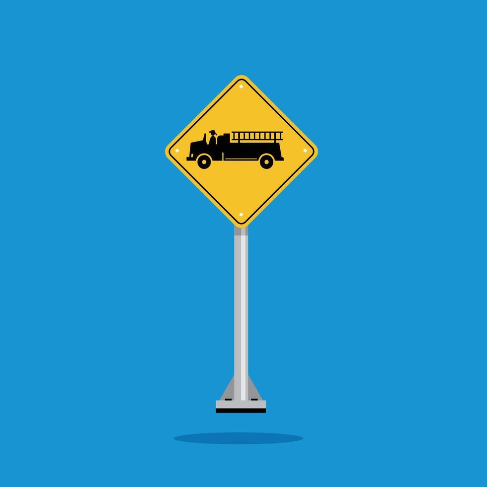 road sign icon, warning for emergency vehicles on yellow rhombus. board.suitable for poster use and web icon vector