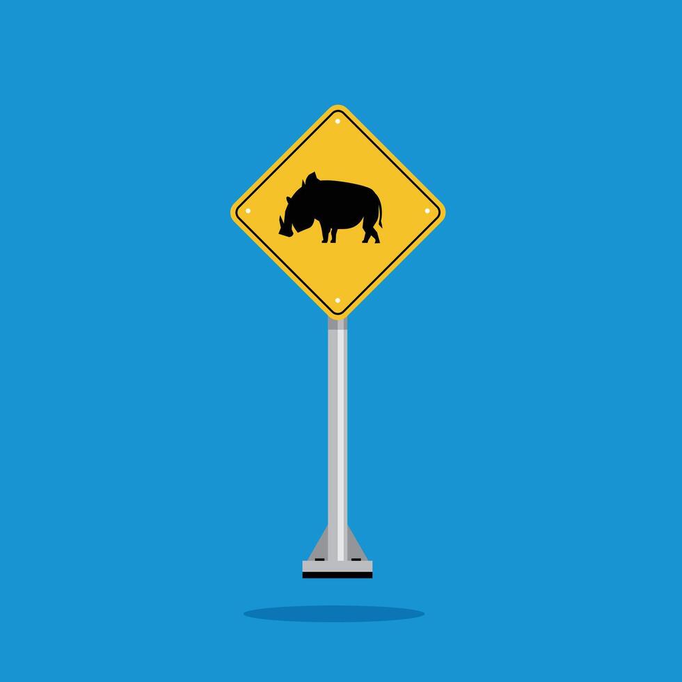 road sign icon, boar crossing on yellow rhombus. board.suitable for poster use and web icon vector