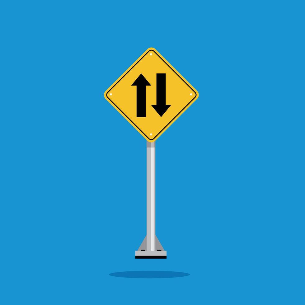 road sign icon, Two way traffic straight on yellow rhombus board. suitable for poster use and web icon vector