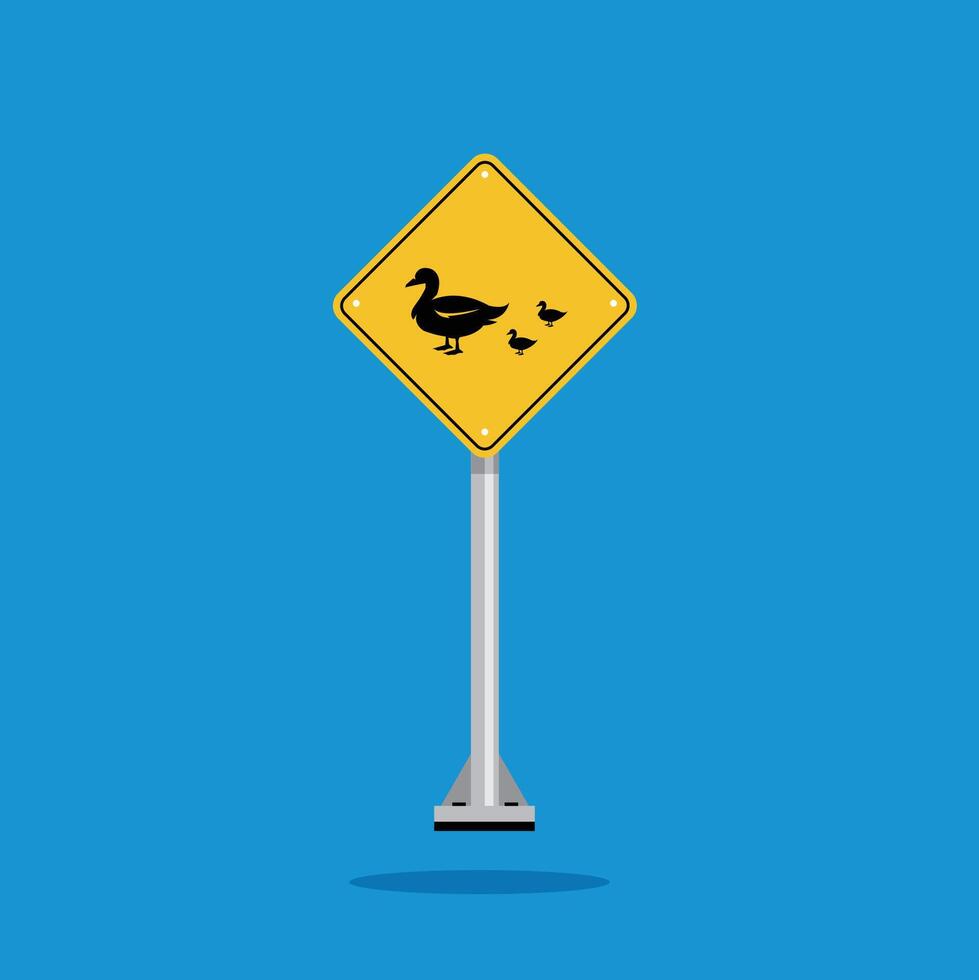 road sign icon, duck crossing on yellow rhombus. board.suitable for poster use and web icon vector