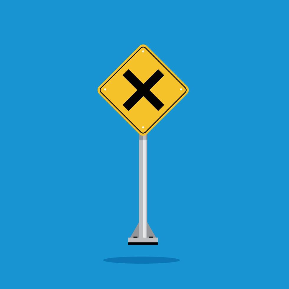 road sign icon, Danger Junction road on yellow rhombus board. suitable for poster use and web icon vector