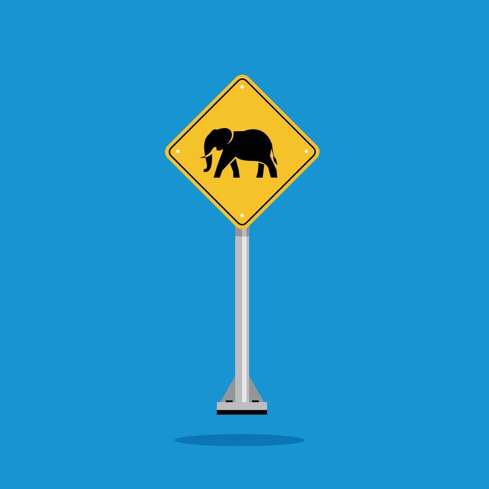 road sign icon, elephant crossing on yellow rhombus. board.suitable for poster use and web icon vector