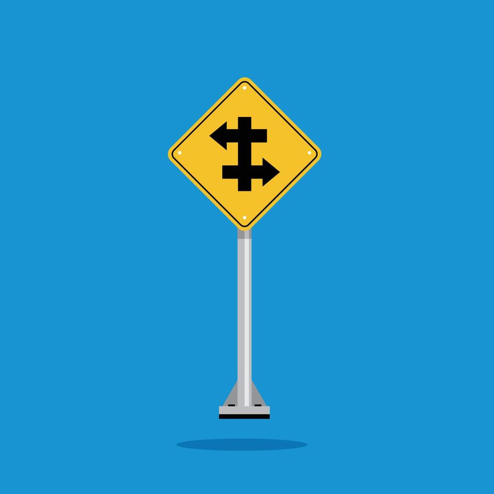 road sign icon, Divided road on yellow rhombus. board.suitable for poster use and web icon vector