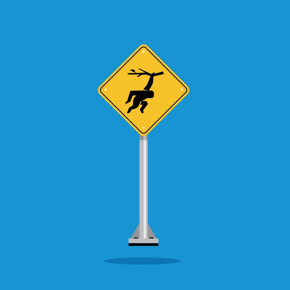 road sign icon, gibbon crossing on yellow rhombus. board.suitable for poster use and web icon vector