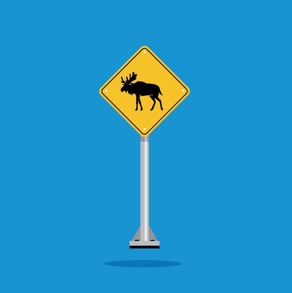road sign icon, moose crossing on yellow rhombus. board.suitable for poster use and web icon vector