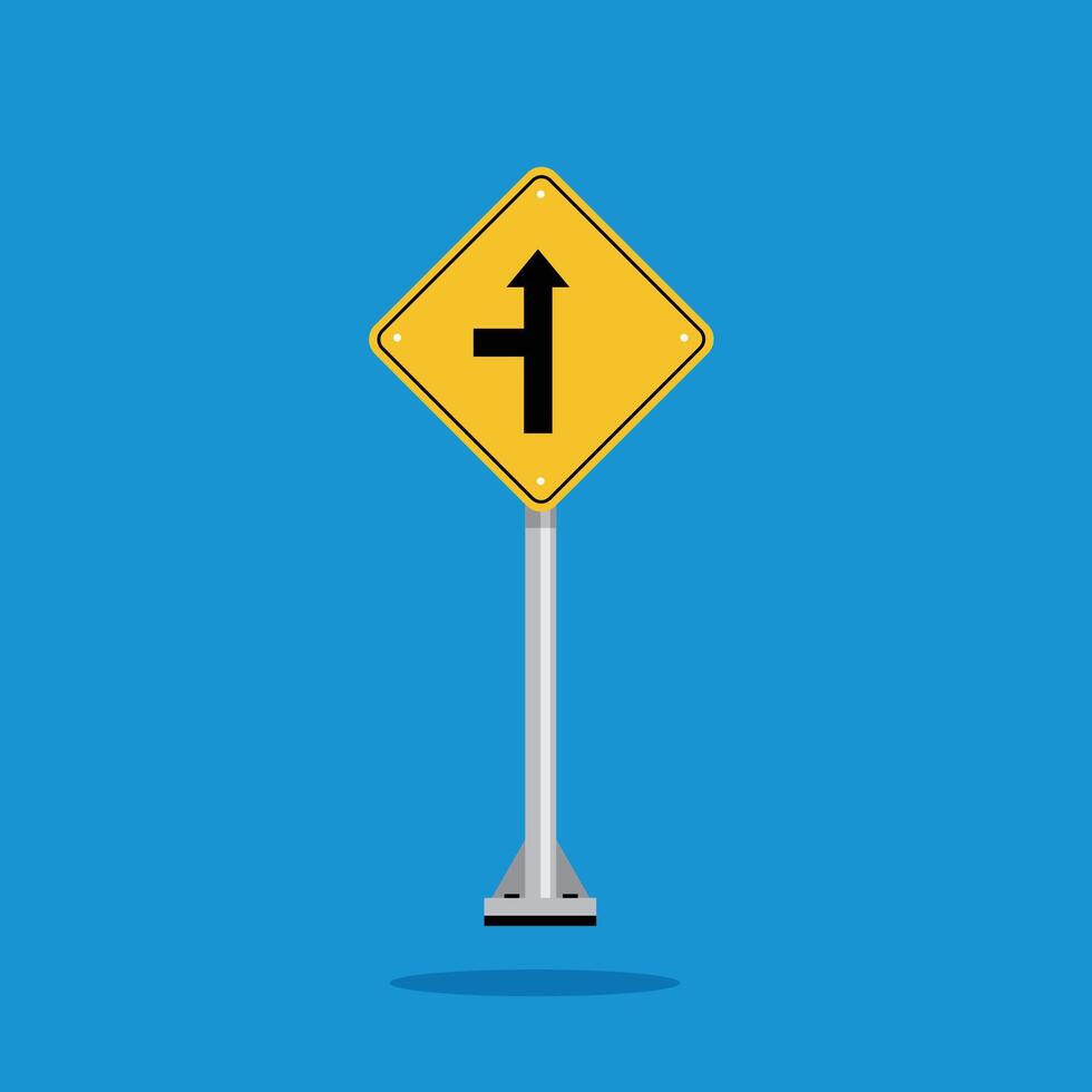 road sign icon, side road on yellow rhombus. board.suitable for poster use and web icon vector