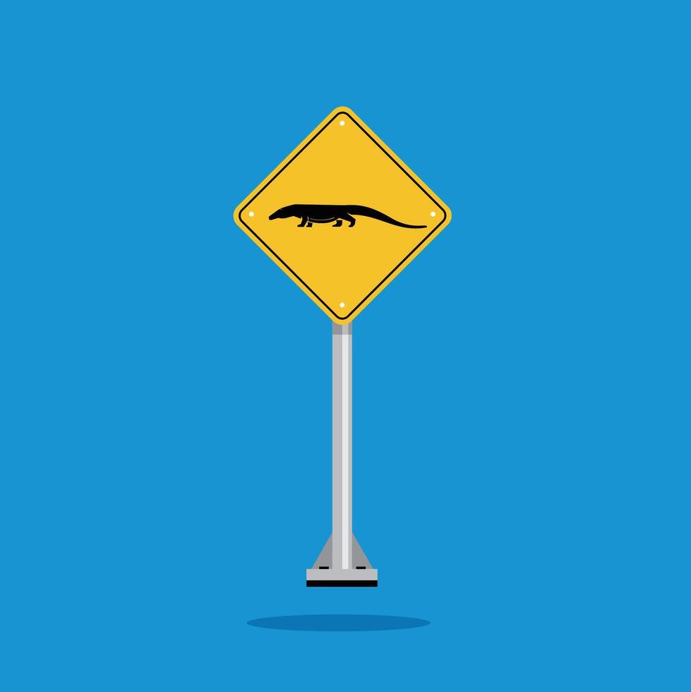 road sign icon, komodo crossing on yellow rhombus. board.suitable for poster use and web icon vector