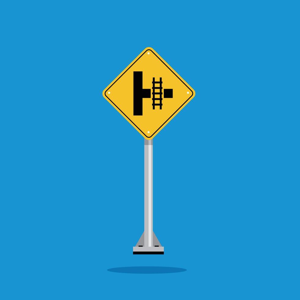 road sign icon, pararel rail road on yellow rhombus. board.suitable for poster use and web icon vector
