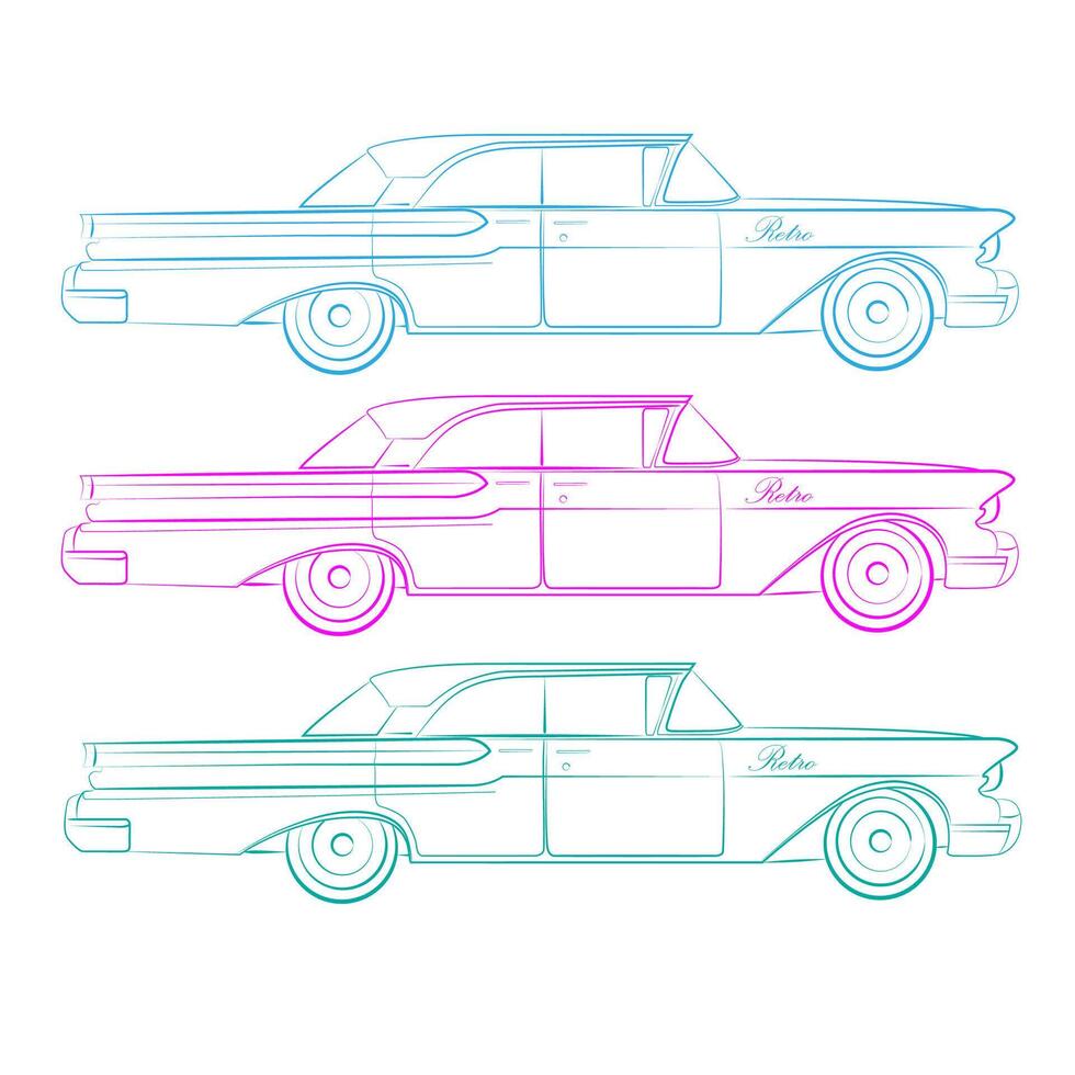 Retro Auto. Car illustration . vector