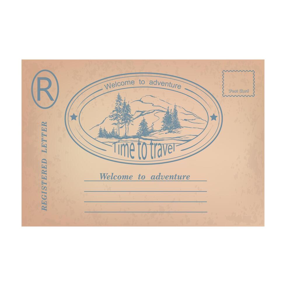 Postal card.The old card.Retro . vector