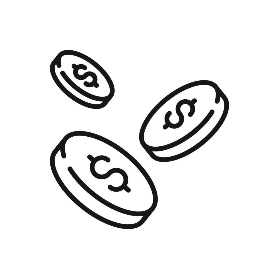 Money coins falling out of a stack of coins line icon illustration vector