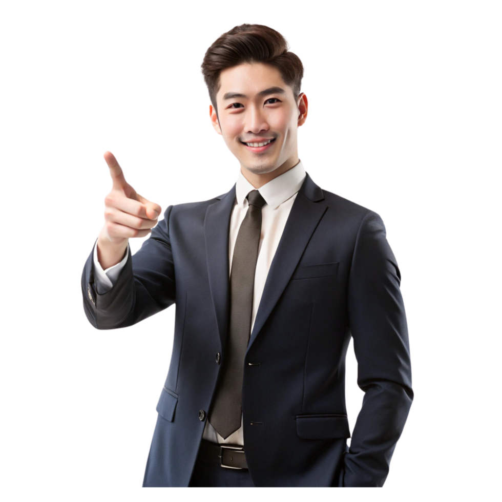 asian businessman pointing at something png