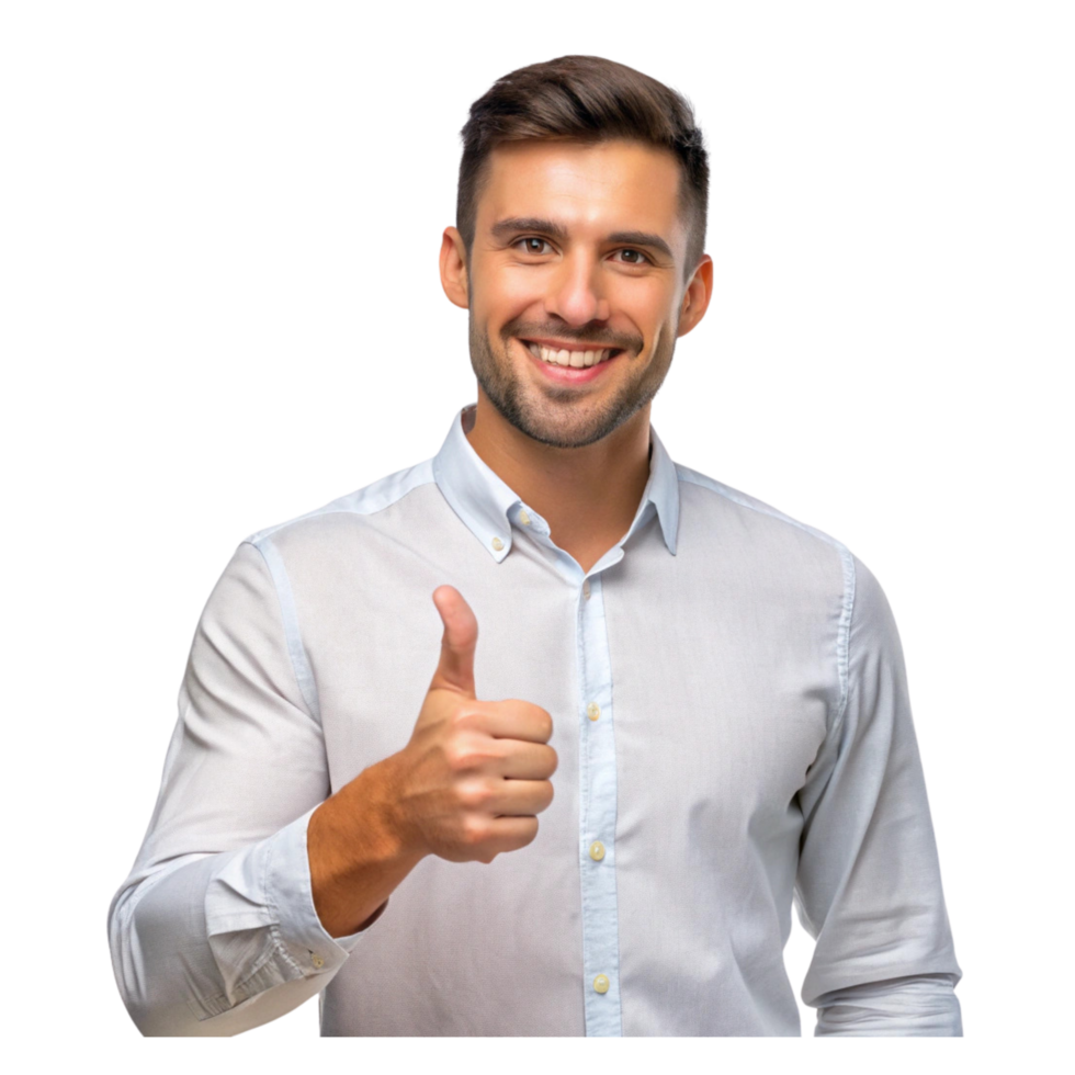 a smiling man giving the thumbs up sign png