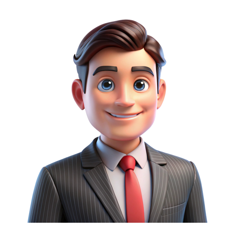 A happy cartoon businessman in a suit and tie png