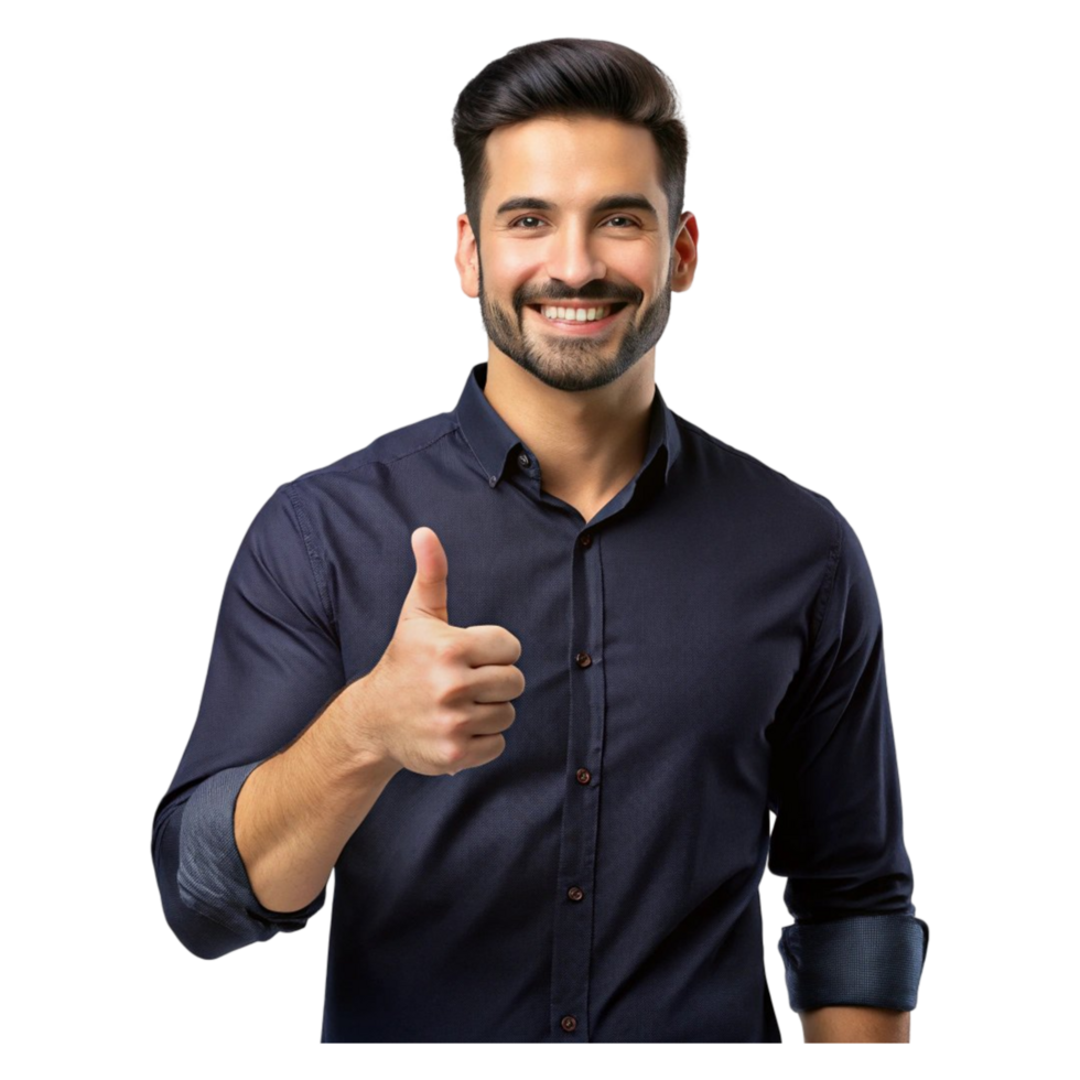 Confident Man Showing Thumbs Sign png