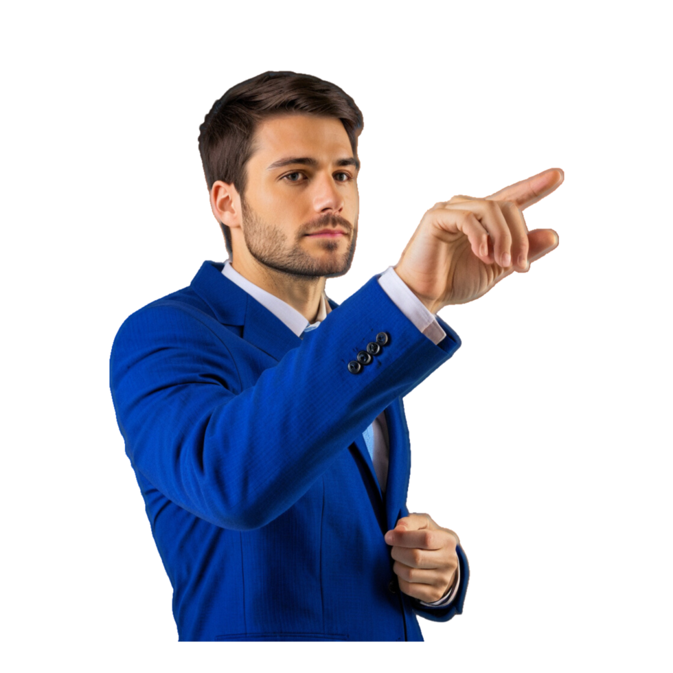 Focused Businessman Pointing at Something png