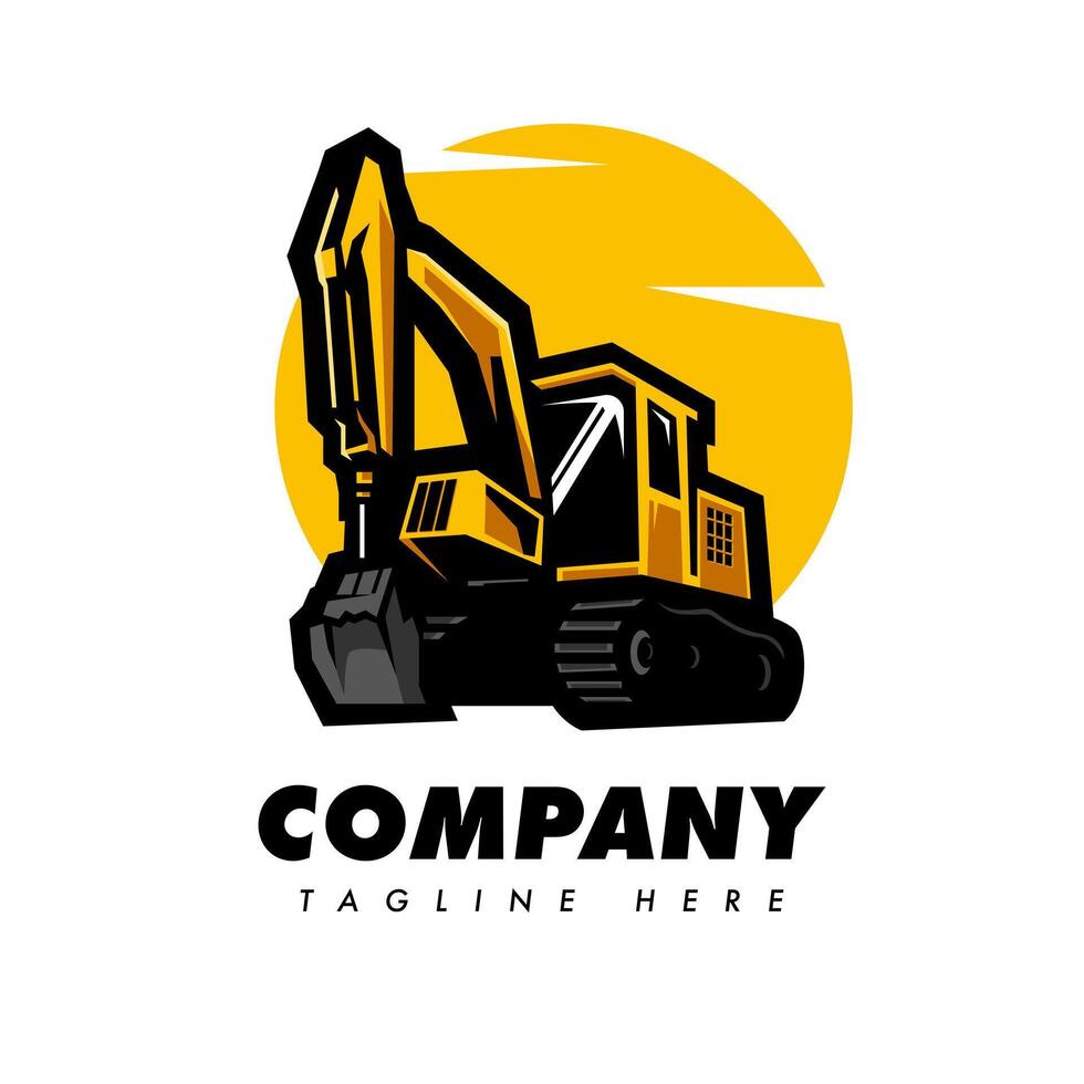 Excavator Logo design for construction company vector