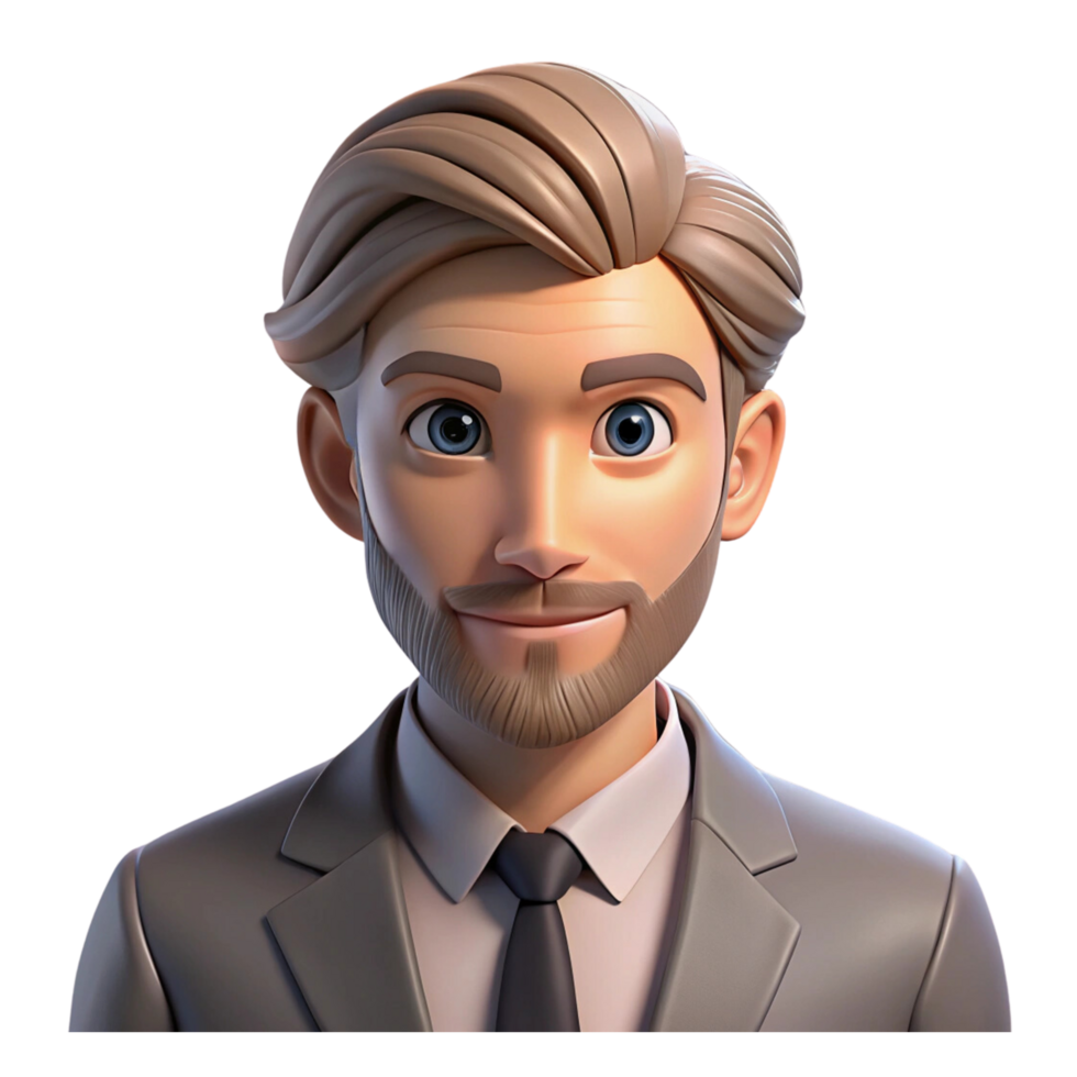 Confident 3D Cartoon Character wit Business Casual png