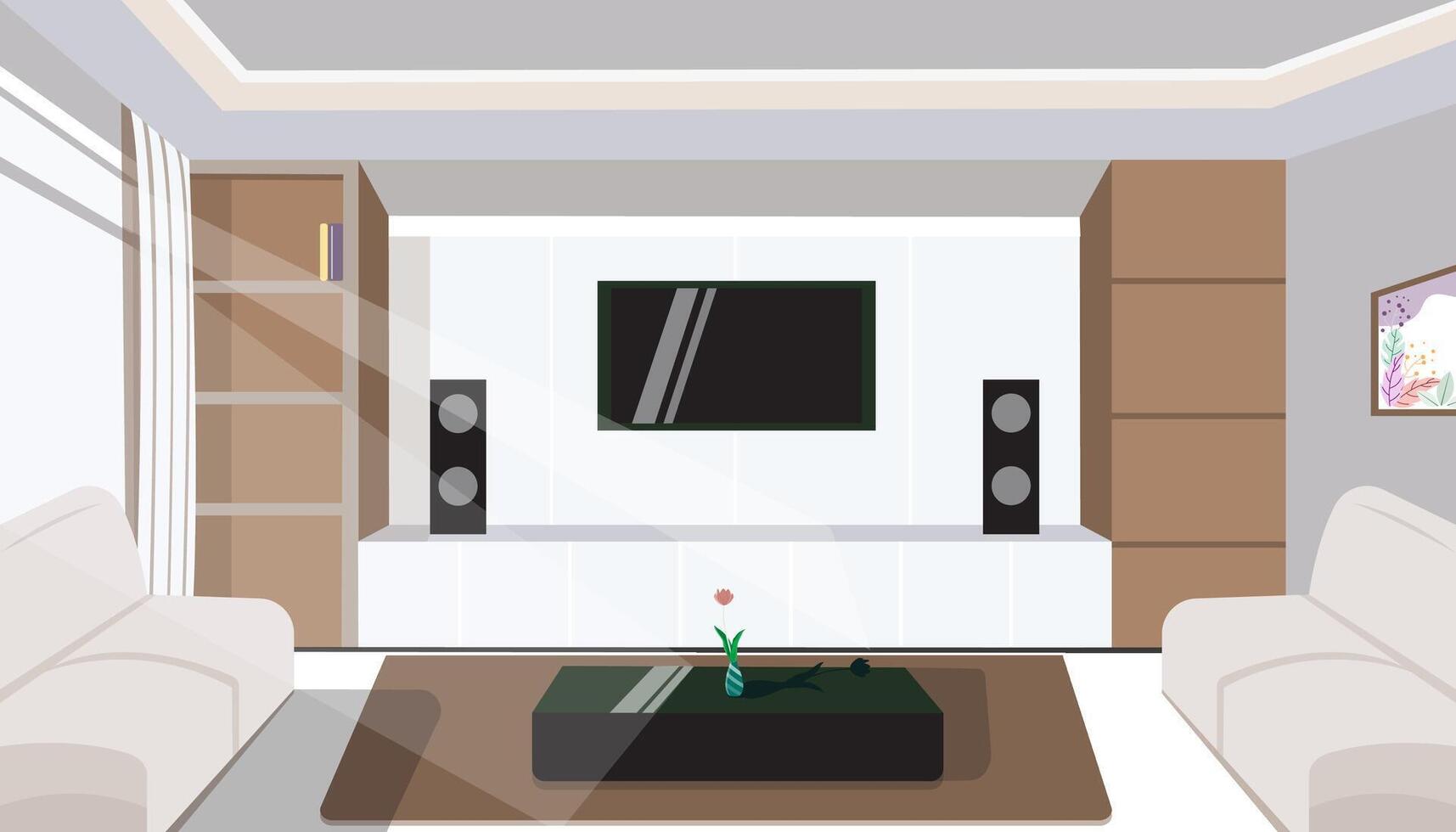 comfortable minimalist family room background vector