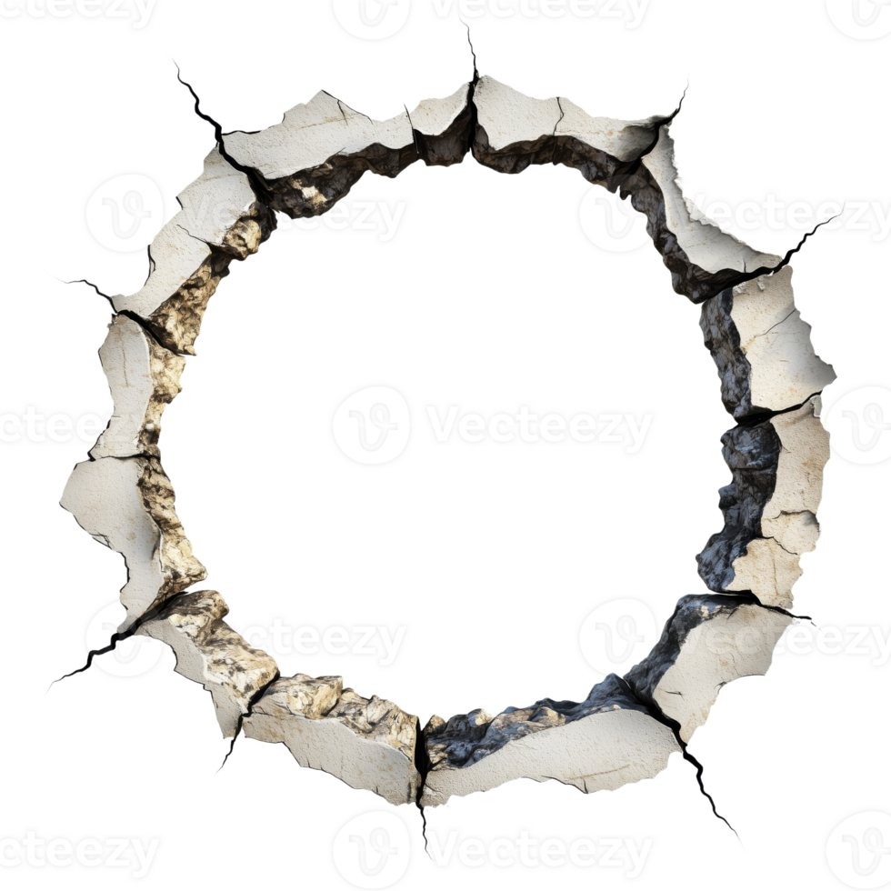 Visual Representation of a Cracked Circular Opening in Concrete png