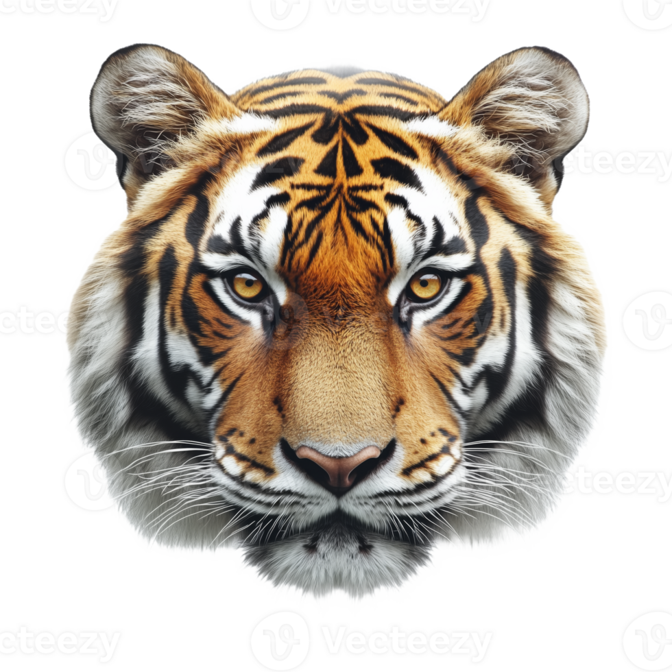 Captivating View of a Tiger Face Showcasing Nature's Majesty png