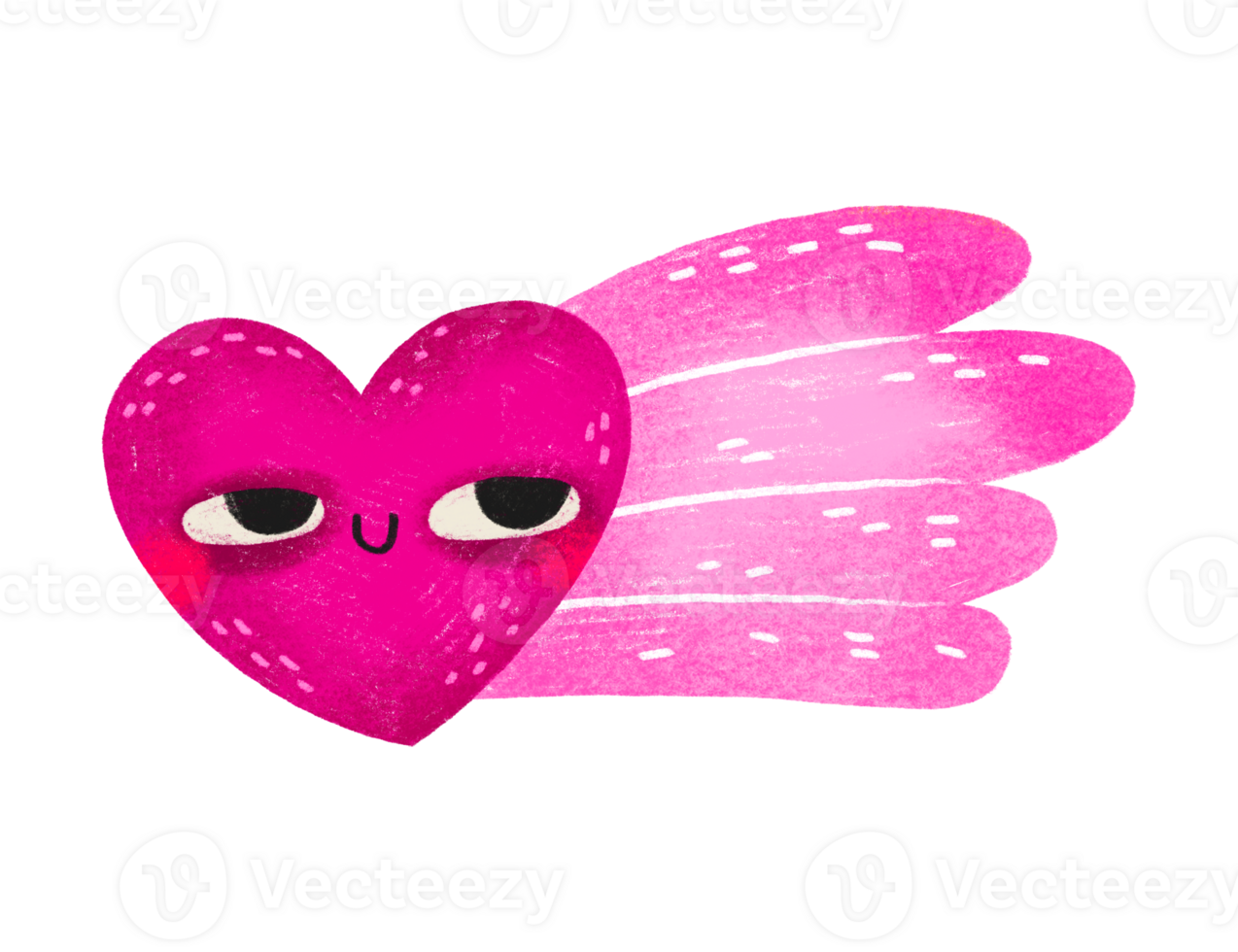 Creative cartoon illustration of kawaii heart with tail. elestial body. Hand drawn cartoon illustration png
