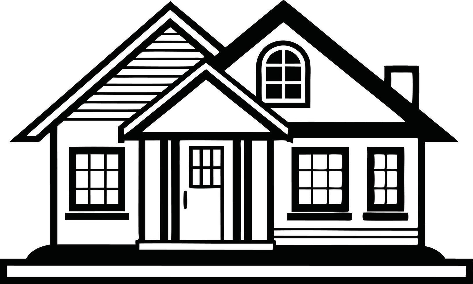 Dream house line art illustration black and white illustration on Pro vector