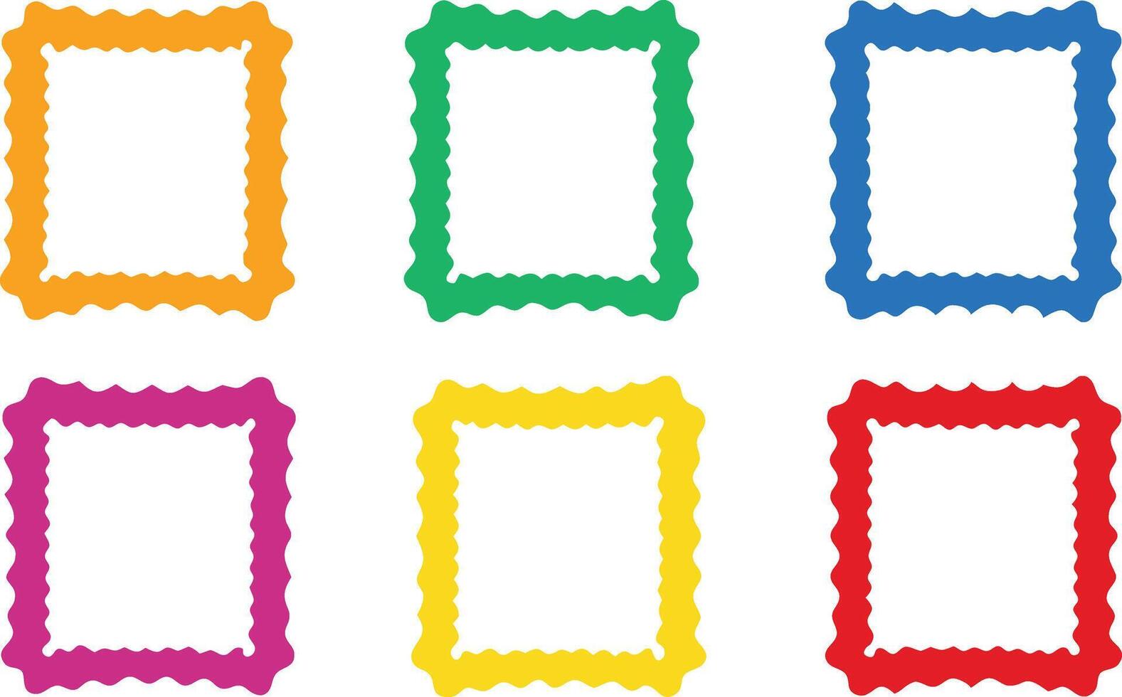 Colorful Rectangle Frames with Wiggly Borders Set, illustration on Pro vector