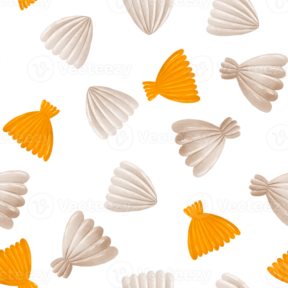 Seamless pattern of seashells and corals. Marine background. Underwater world. Hand drawn illustration on isolated background png