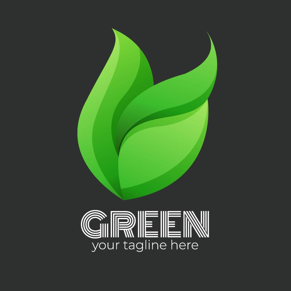 Green leaf logo design template vector
