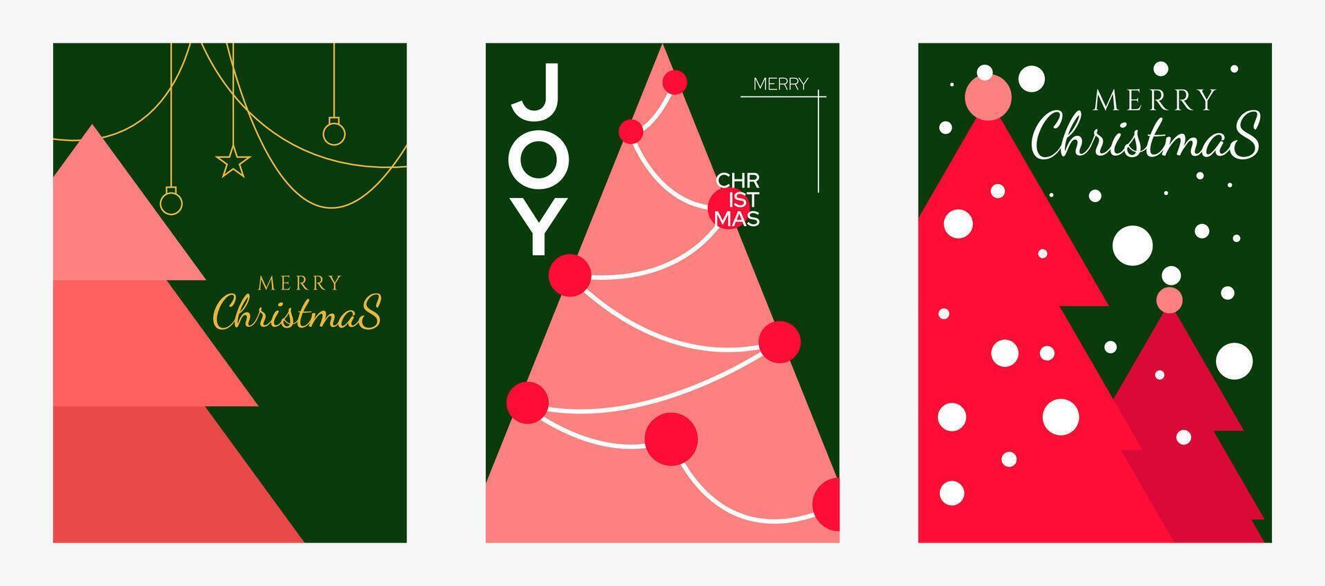 Flat style Merry Christmas poster. Minimalist Christmas greeting card design, simple Christmas poster design. vector