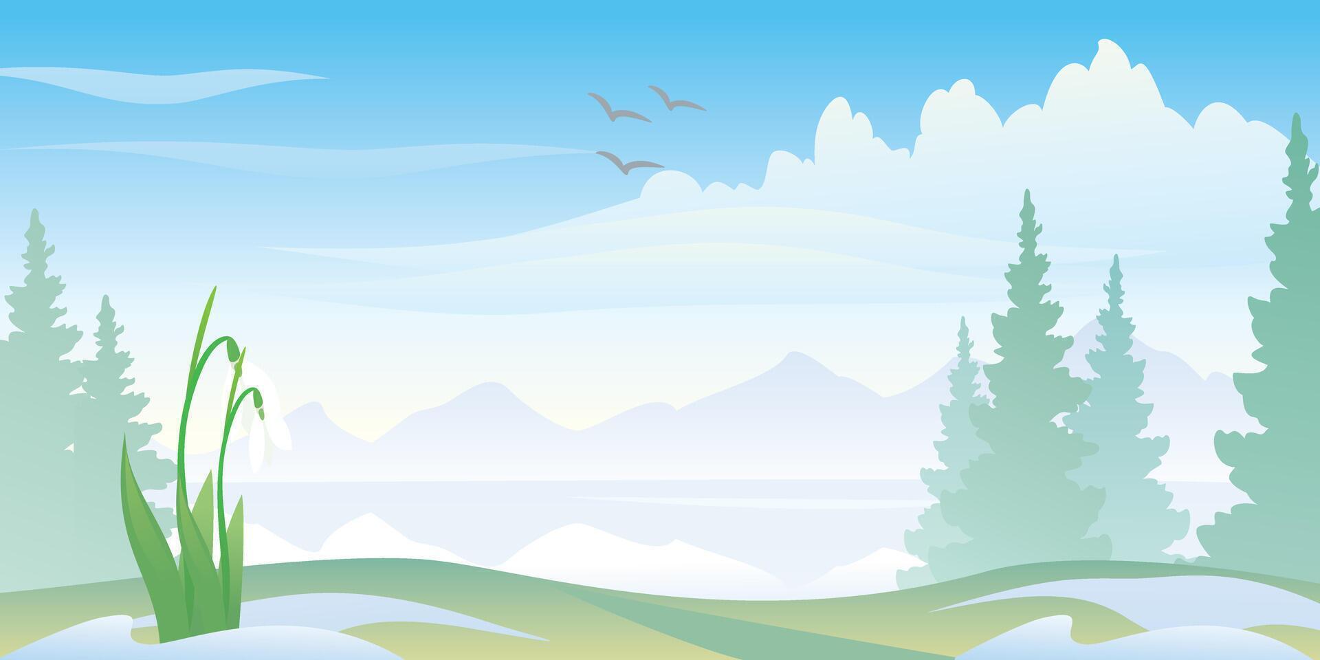 Spring Awakening Landscape Illustration vector