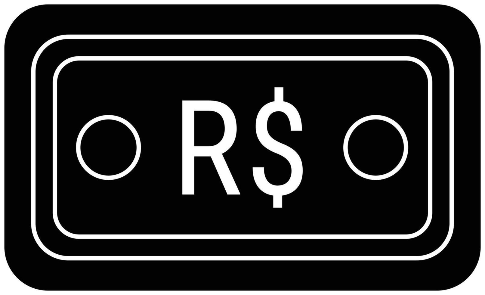 A black and white icon of a money box with the word r vector