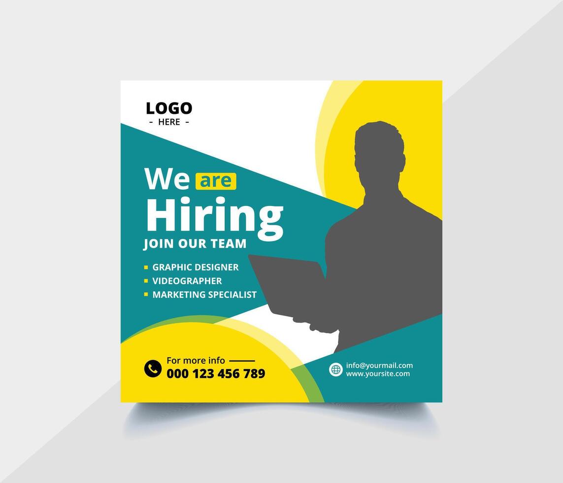 We are hiring job vacancy social media post banner design template. We are hiring job vacancy square web banner design. vector