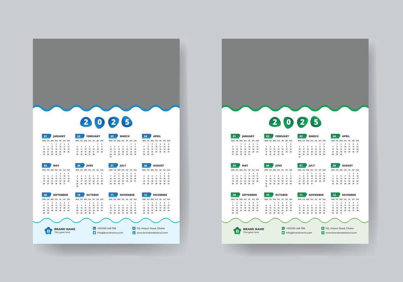 2025 year wall calendar vector