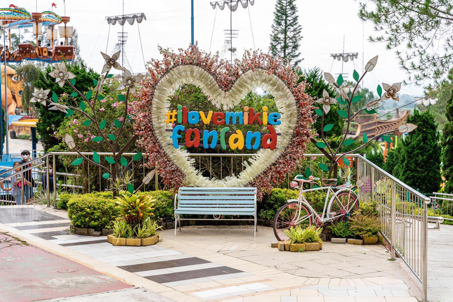 Berastagi, North Sumatra, Indonesia - September, 26 2021. Tourist are travelling playing and recreation at Mikie Holiday Resort or Mikie Funland Berastagi - North Sumatra photo