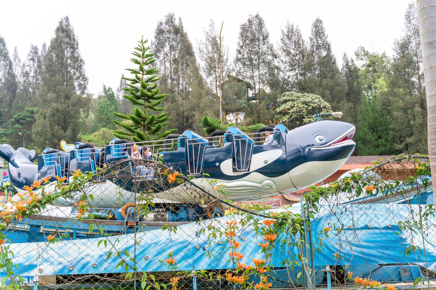 Berastagi, North Sumatra, Indonesia - September, 26 2021. Tourist are travelling playing and recreation at Mikie Holiday Resort or Mikie Funland Berastagi - North Sumatra photo