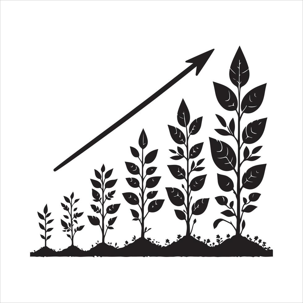 Plant growth silhouette illustration vector