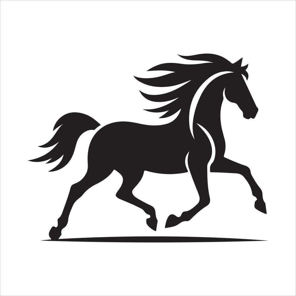 Trotting Horse running silhouette vector