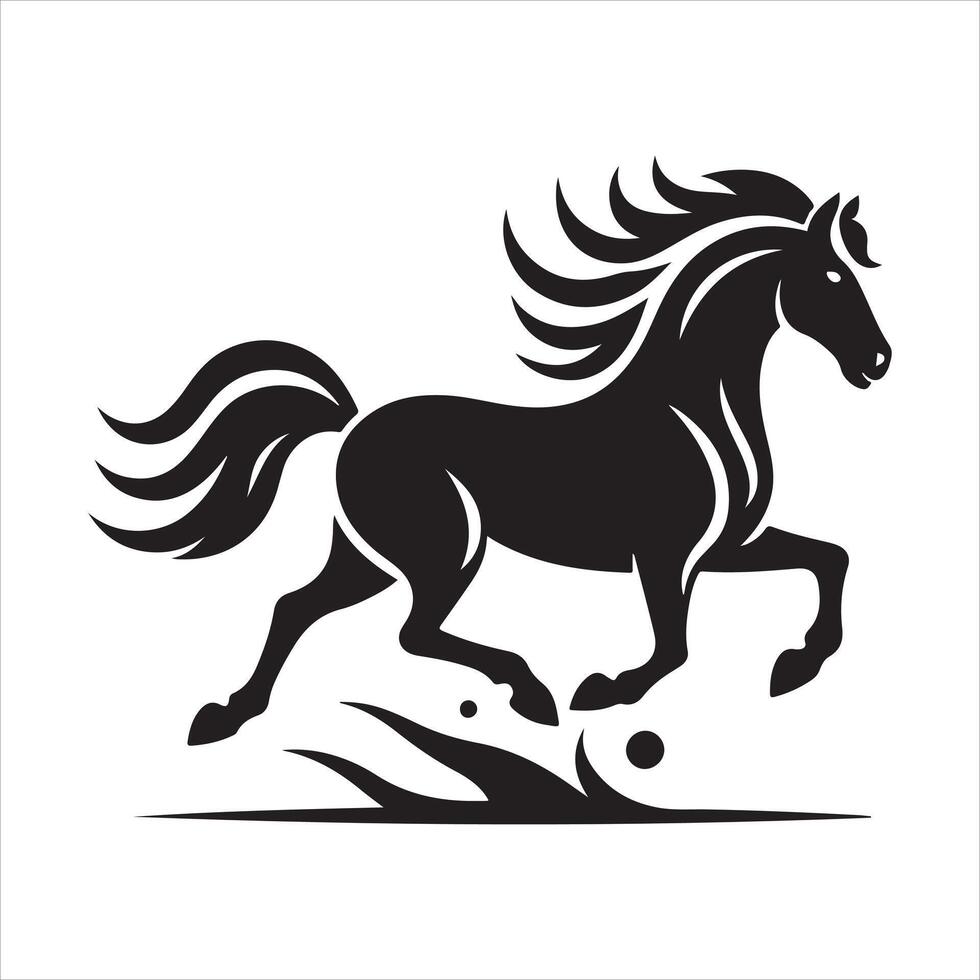 Trotting Horse silhouette art illustration vector