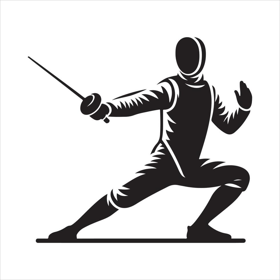 Fencer in Stance silhouette EPS illustration vector