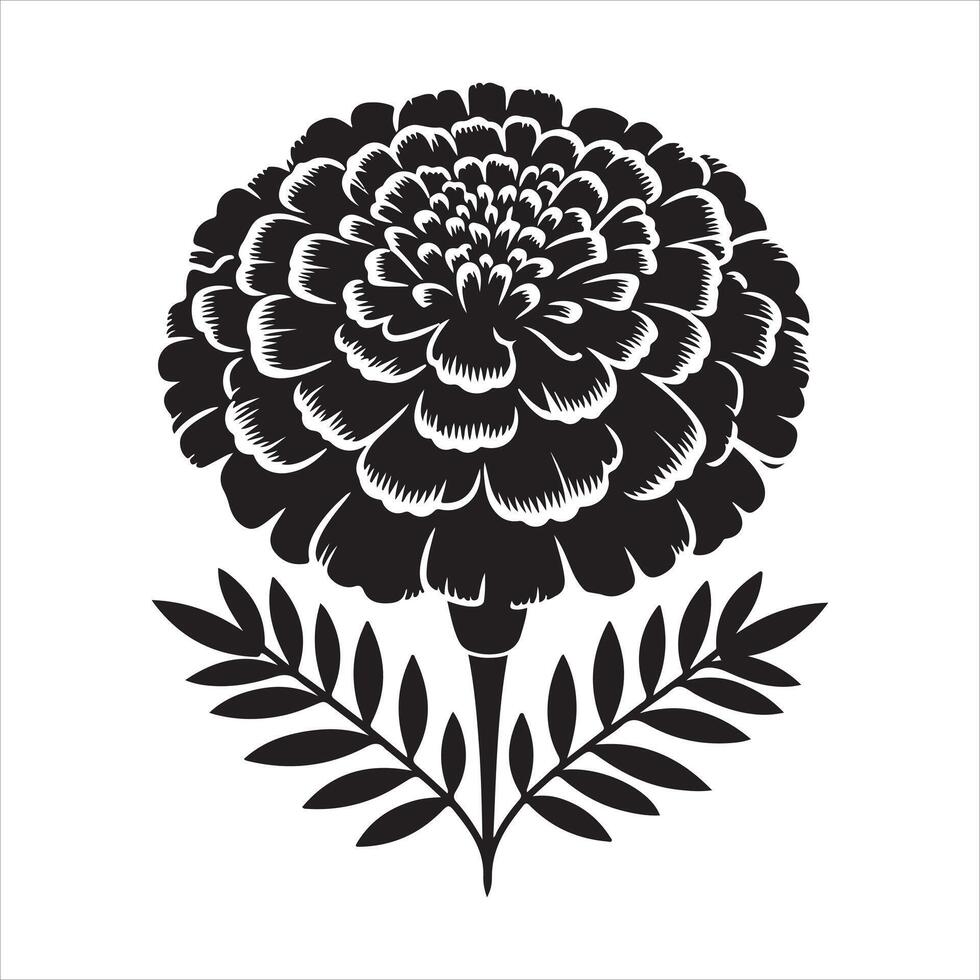 Marigold flower silhouette file vector