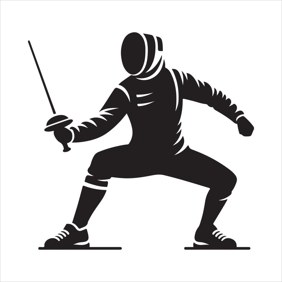 Fencer in Stance silhouette illustration vector