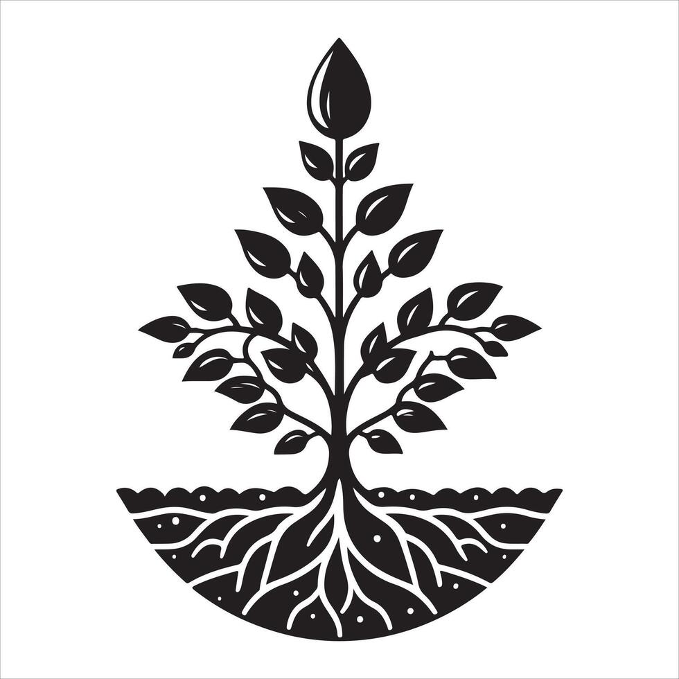 Plant growth silhouette EPS illustration vector