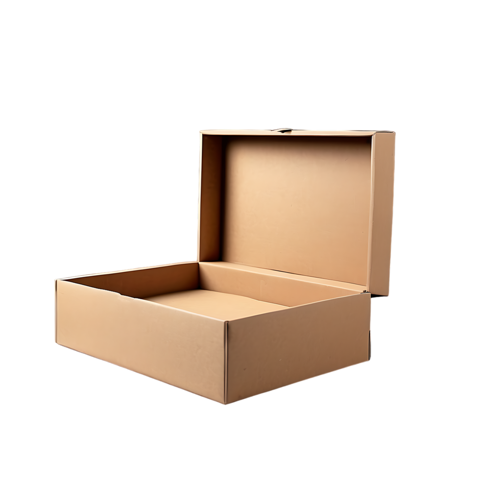 A brown cardboard box with a lid on it png