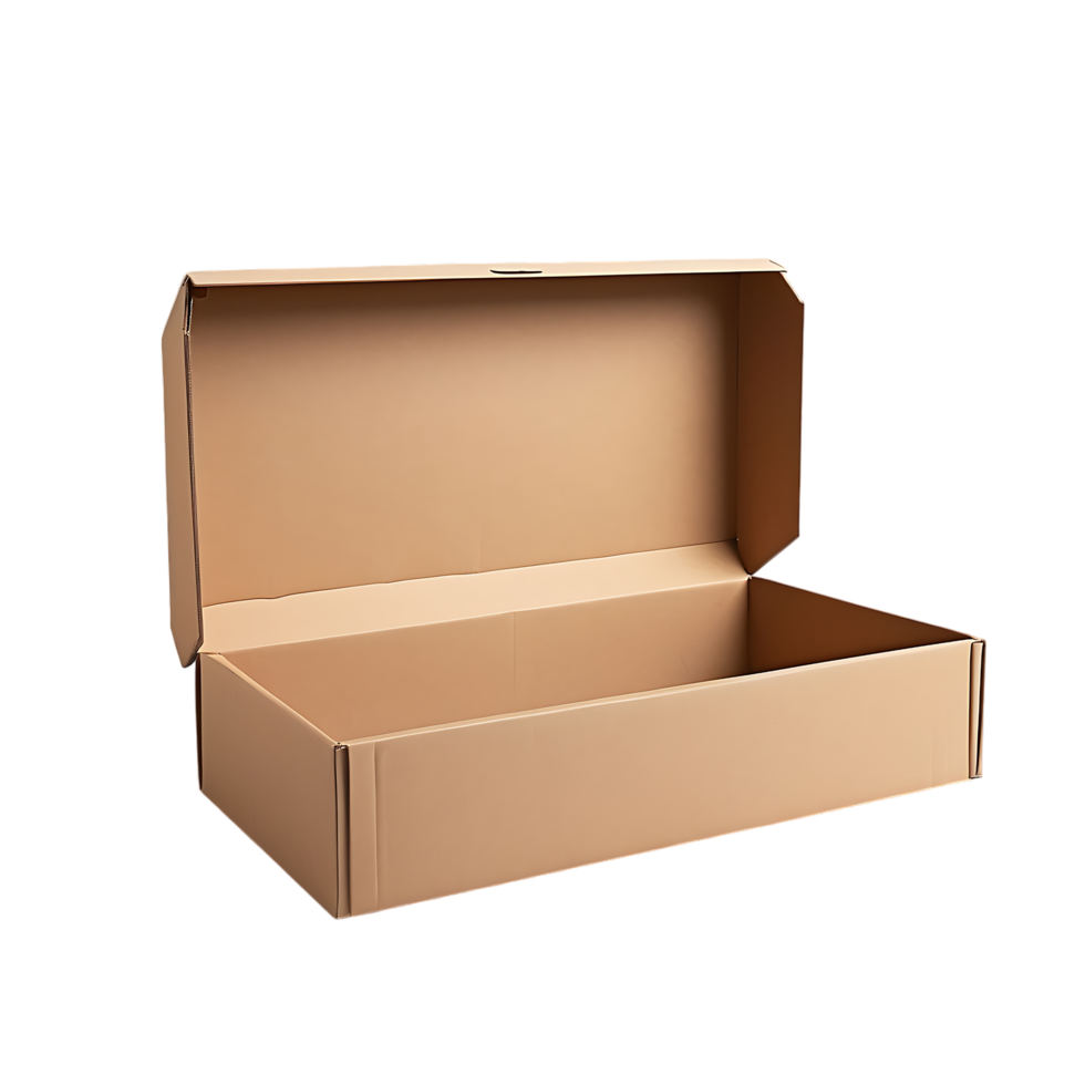 A cardboard box with an open lid png