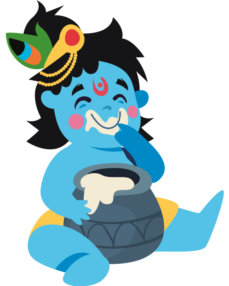 lord Krishna eating butter from the clay pot png