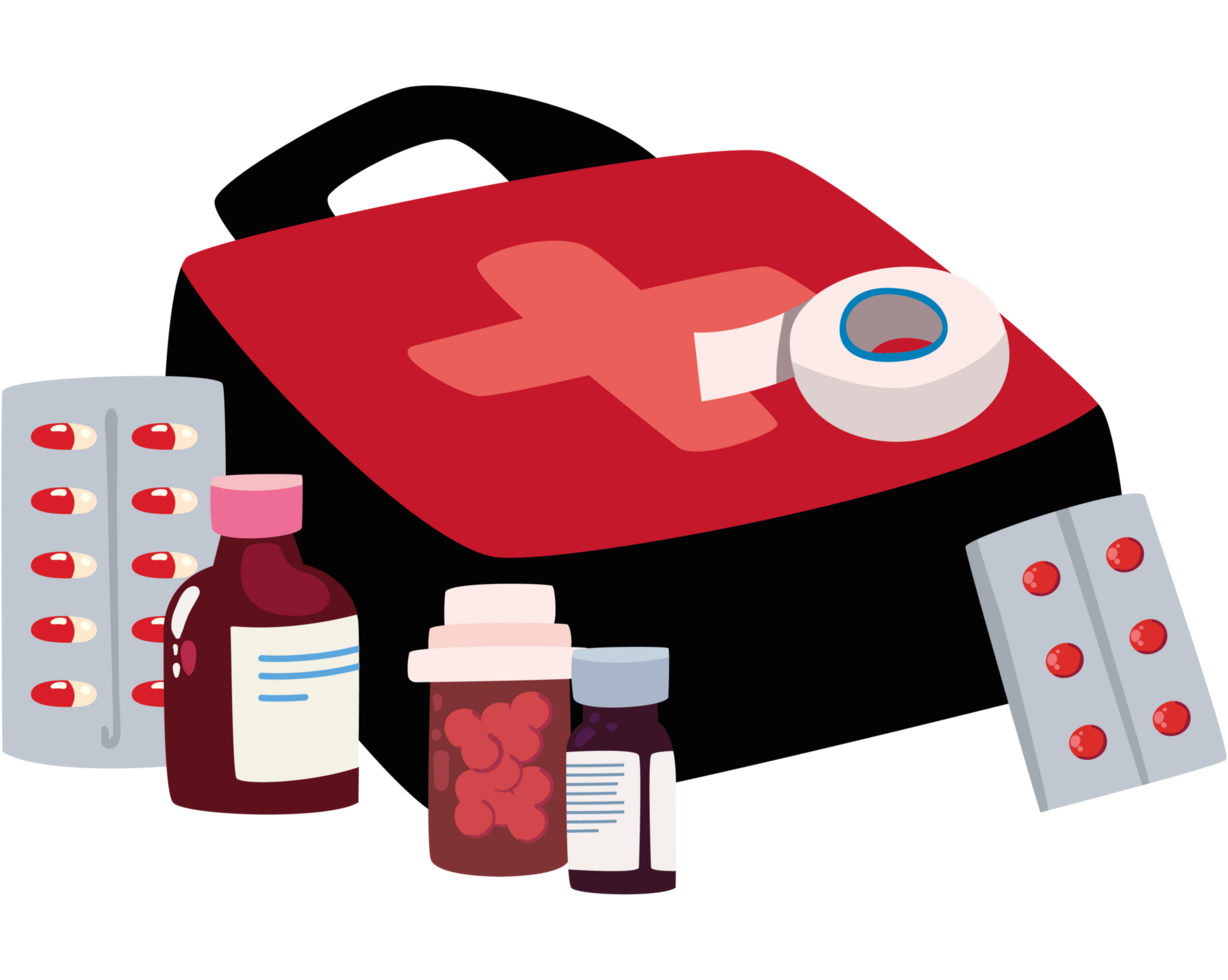 open first aid kit with medicines png