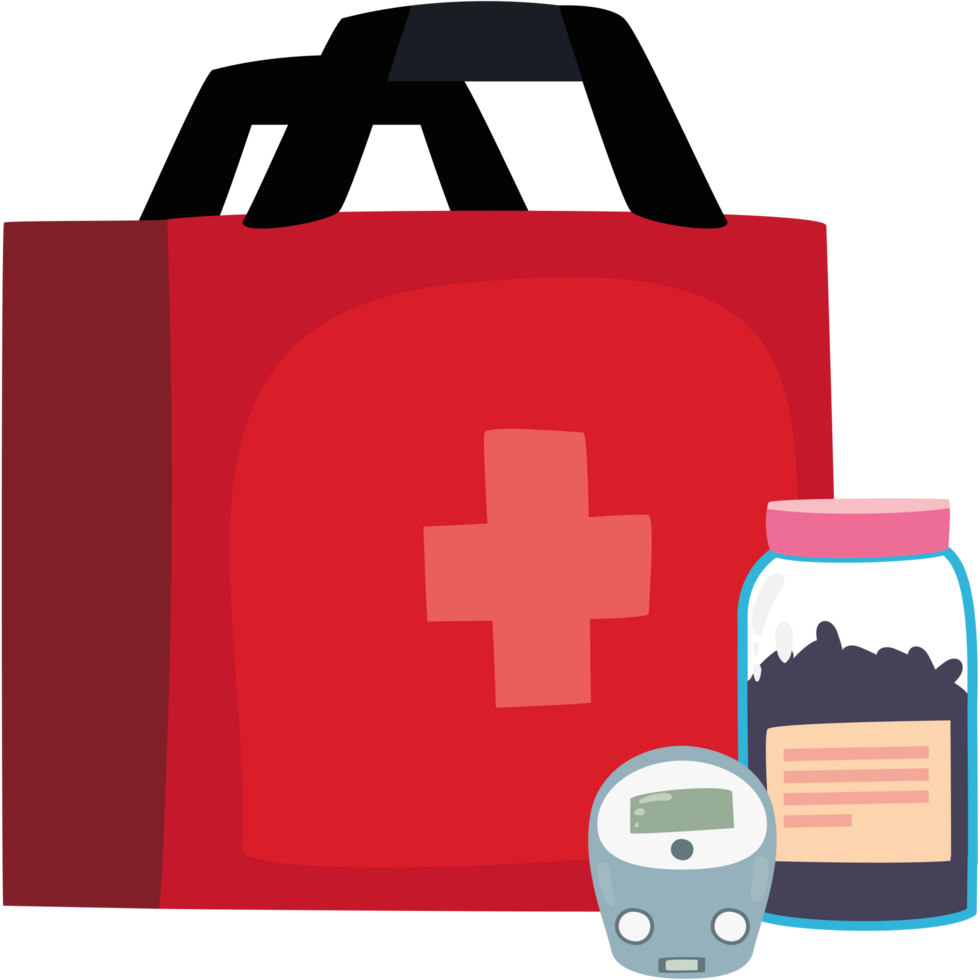 medical first aid kit with thermometer png
